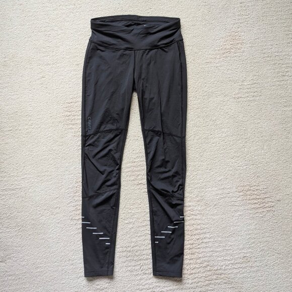 LN Craft Sportswear Women's Large 10 12 Black Running Tights Leggings Zip Ankles - Picture 1 of 14